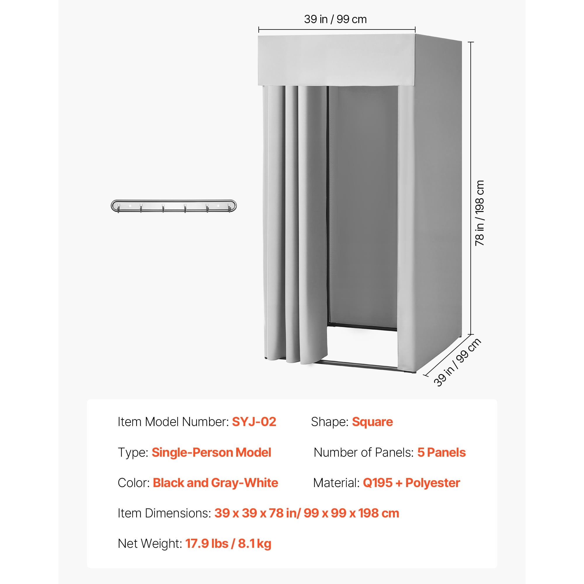KFFKFF Portable Fitting Room with Durable Polyester Curtains, Privacy Space Featuring Shading Curtain and Hook, Suitable for Boutiques, Malls, Tailor Shops, and Outdoor Use - 39 x 39 x 78 in