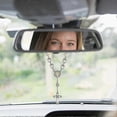 thumbnail image 2 of Rearview Mirror Cross Pendant, 2-Pack Car Hanging Decorative Rosary Accessories for Auto Mirror Decoration, 2 of 5