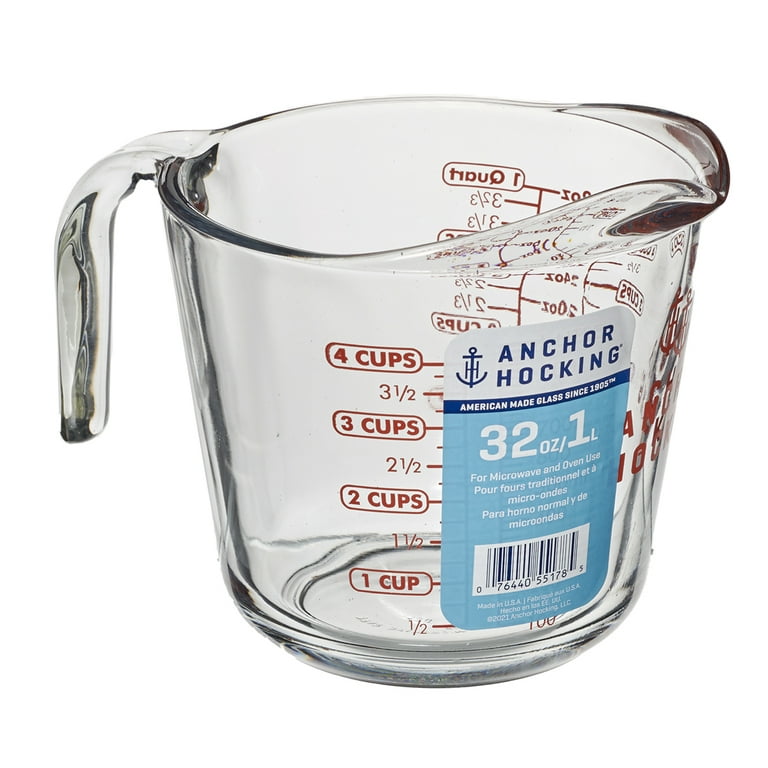  Pyrex (32 Oz) Measuring 4 Cup Glass, Clear, Red: Bake