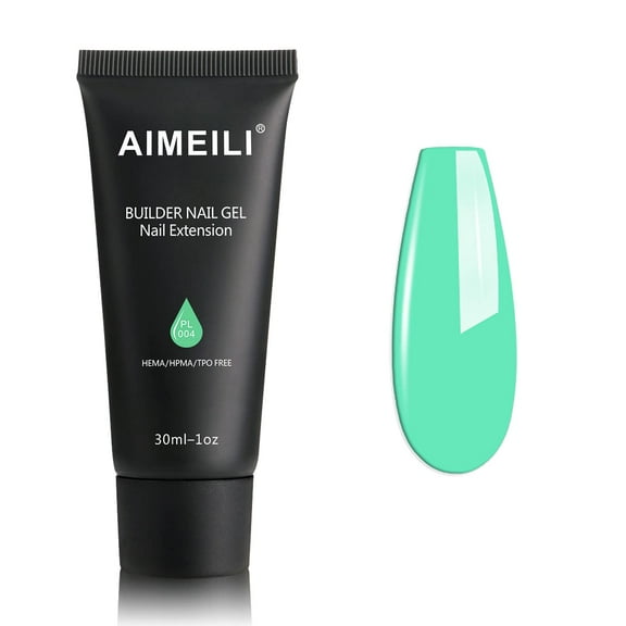 AIMEILI Poly Nail Extension Gel Hema Free Green  Poly Nail Enhancement Nail Art Design DIY Salon Nail At Home Gift for Women Nail Gel - 004