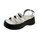 thumbnail image 3 of Sandalias de plataforma para mujer, pantuflas sin cordones con hebilla ajustable, planas 37, 3 of 9