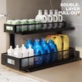 thumbnail image 4 of 2 Pack 21.3IN-Depth Under Sink Organizer with Next-Gen Ball-Bearing Slides,2-Tier Pull Out Cabinet Storage,Height Adjustable Drawer Shelf for Bathroom,Kitchen,Laundry,Cabinet,Pantry-Black, 4 of 16