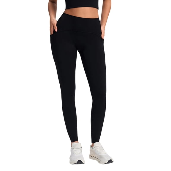 WAYUTE Leggings for Women Tummy Control Casual Stretchy Fit Solid Color Trousers with Pockets for Sports Running
