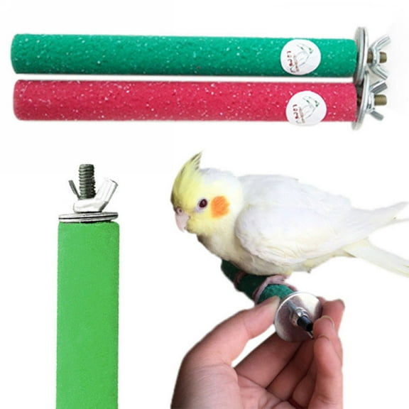 Walbest 3Pcs Wood Stand Paw Grinding Stick Toy Colorful Pet Bird Cage Stand Rod for Bird Parrot Budgies Parakeet Cockatiels Cage Accessories (Random Color 5.5")