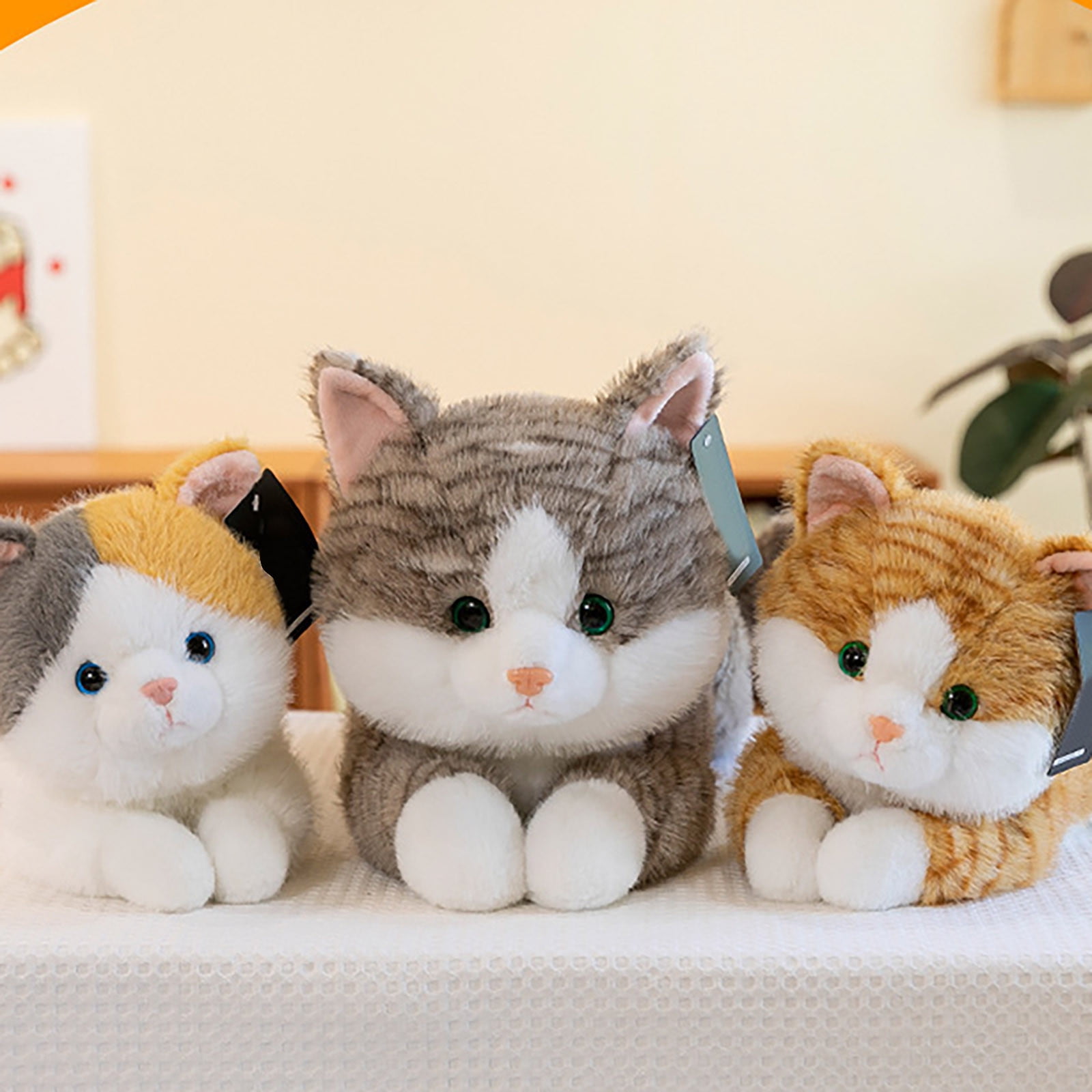 Gray Stuffed Cat Realistic Lying Down - Weighted Plush Cat Toy for Anxiety Relief, Soft Long Cat Pillow for Sleeping, Cute Fluffy Animal Decor for Bed Couch, Birthday Gift for Cat Lovers