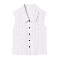 thumbnail image 4 of Women Tank Tops Women's Sleeveless Eyelet Embroidery Blouse Lapel Collar Button Shirt Dressy Casual Tank Tops Lightweight Breathable Daily Wear White 3XL, 4 of 5