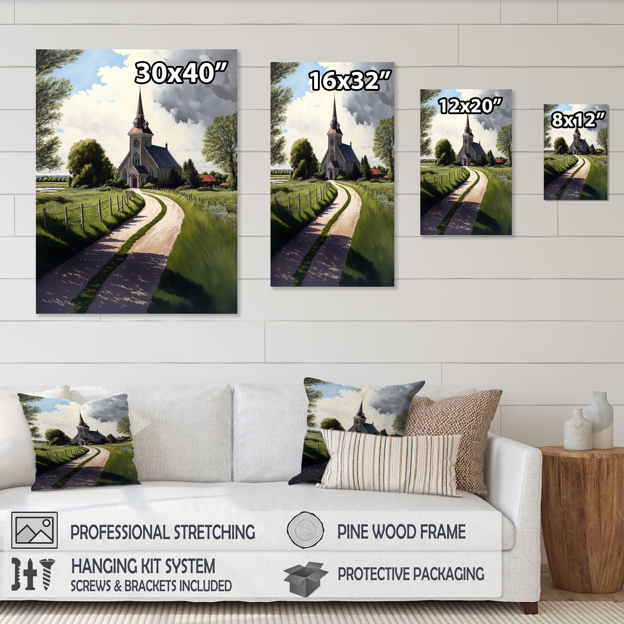Designart Winding Path To Church I Canvas Wall Art