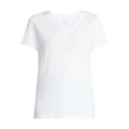 thumbnail image 4 of Time and Tru Women's Cotton V-Neck Tee with Short Sleeves, Sizes XS-XXXL, 4 of 5