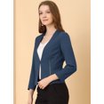 thumbnail image 4 of Oficina de trabajo para mujer, sin cuello, con cremallera, abrigo corto, traje, chaqueta, chaqueta cortada Azul eléctrico S, 4 of 6