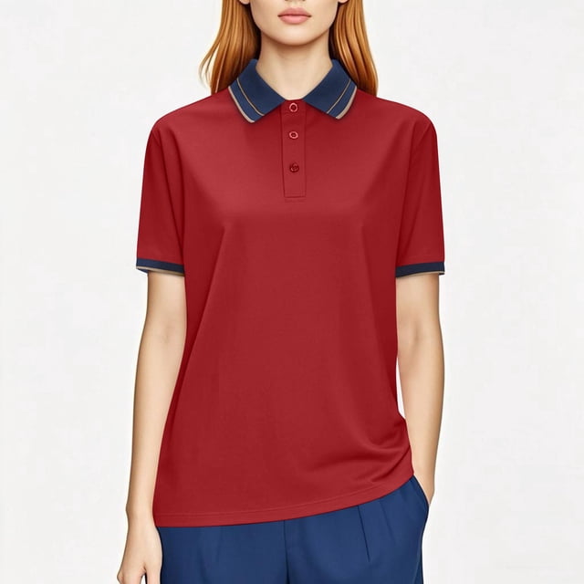 SYMOID Polo Unisexe à Manches Courtes en Polyester Uni pour Toutes Saisons, Décontracté et Extérieur, Rouge, Taille P