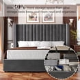 thumbnail image 7 of VanAcc Lift up Storage Bed Frame Queen Size, Upholstered Platform Bed Velvet with Channel Tufted Wingback Headboard, No Box Spring Needed, Gray, 7 of 7