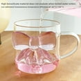 thumbnail image 2 of Pink Bow Clear Drinking Glass Cup, 400ml Romantic Cute Bow Clear Crystal Glass Cups, Champagne Milk Juice Cocktail Weddings Women Coffee Birthday, With Wine Cup Handle, Ice Cup Drinking for MWKY, 2 of 9