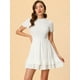 thumbnail image 2 of Minivestido acampanado de verano dulce texturizado con volantes para mujer blanco XS, 2 of 6
