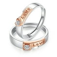 thumbnail image 1 of Bagues pour Couple Gravées de Strass - 2 Pcs Bagues Assorties Ajustables Bagues de Promesse, 1 of 9
