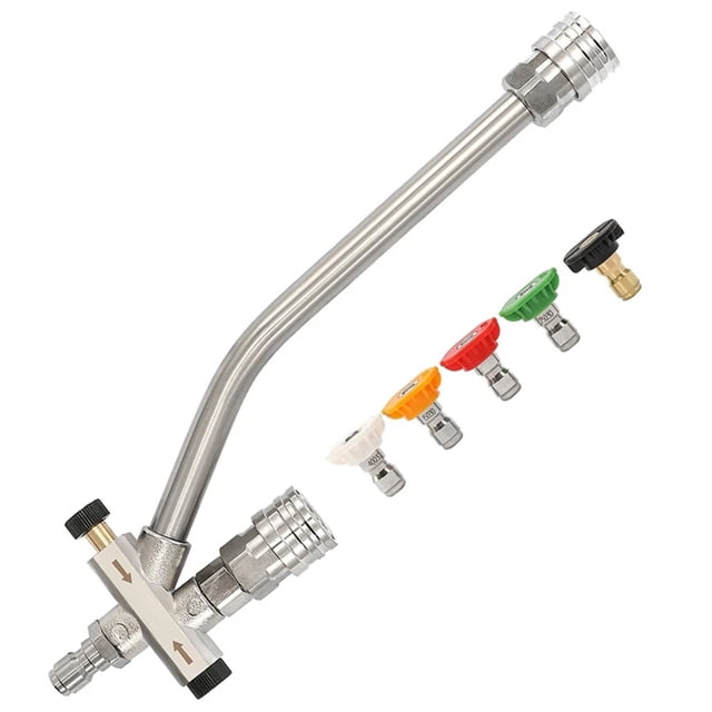 Premium 304 Stainless Steel & Copper Pressure Washer Dual-Connector Accessory with 1/4 Inch Quick Connect, 4000 PSI Max Pressure, Two-Way Shuttle Valve for Effortless Foam Lance/Nozzle Switching,