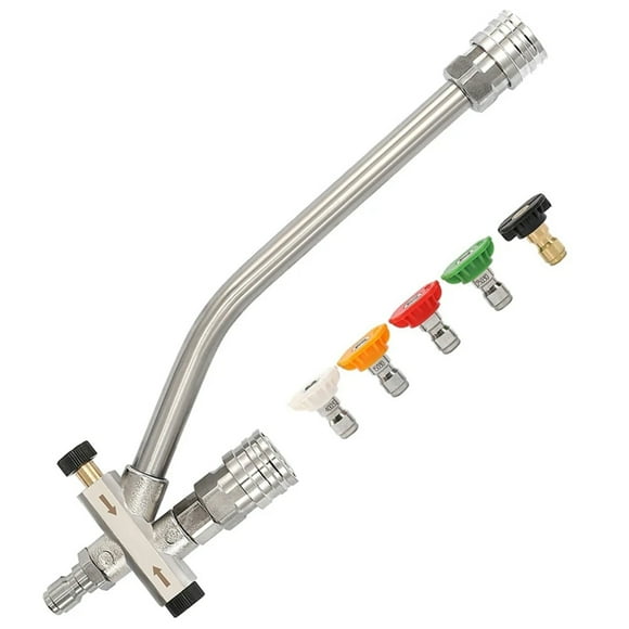 Foam Cannon Dual-Connector Accessory, Pressure Washer Double Attachment with 5 Pressure Washer Sprayer Nozzles for Soap Cannon, 1/4'' Quick Connect
