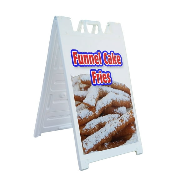 A-frame Sidewalk Funnel Cake Fries 24" x 36" Double Sided A-Frame Sidewalk Sign, Includes 2 Plastic Inserts | Foldable Portable White Signicade Sandwich Board Signs