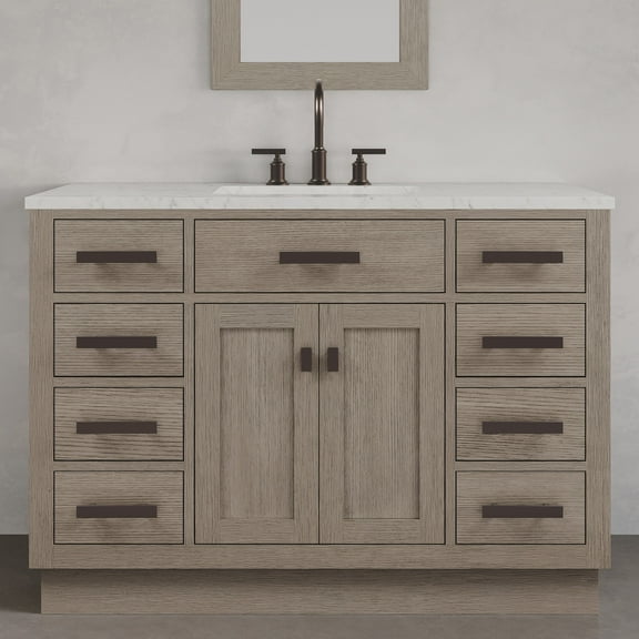 Water Creation Chestnut 48" Wood Single Bathroom Vanity in Gray/Rubbed Bronze