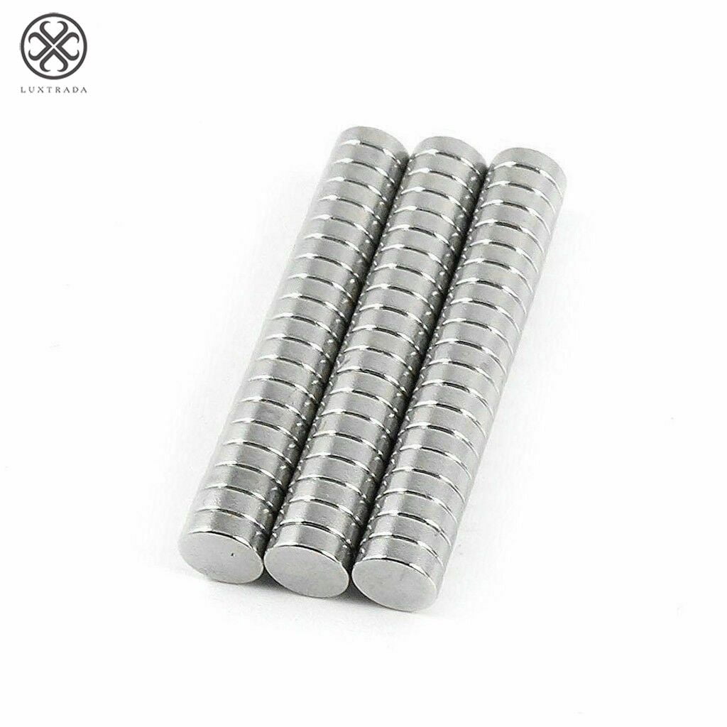 Luxtrada Lots 100packs 6mm X 3mm Neodymium Disc Strong Rare Neodymium Earth N52 Small Fridge Magnets