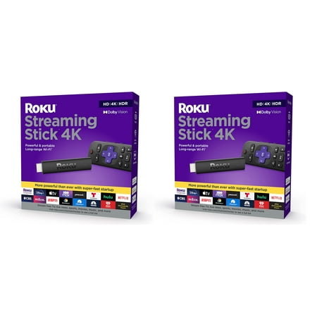 2 Pack Roku Streaming Stick 4K Streaming Device HDR, Dolby Vision with Voice Remote 2021 Edition
