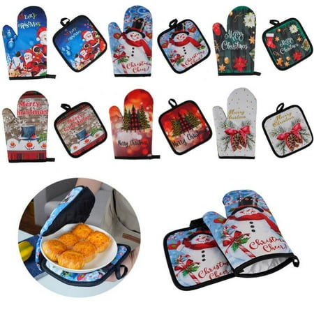 

Keluoda Cotton Set of Oven Mit and Pot Holder for BBQ | Cooking | Baking | Grilling | Microwave | Thanksgiving/Christmas