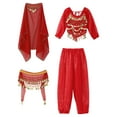 thumbnail image 2 of TiaoBug Kids Girls Belly Dance Outfits Halter Top Harem Pants Indian Carnival All Set Red 11-12, 2 of 7