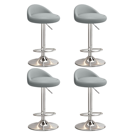 HDHNBA PU Leather Adjustable Swivel Low Back Counter Height Bar Stools Set of 4 for Home Bar Kitchen, Gray