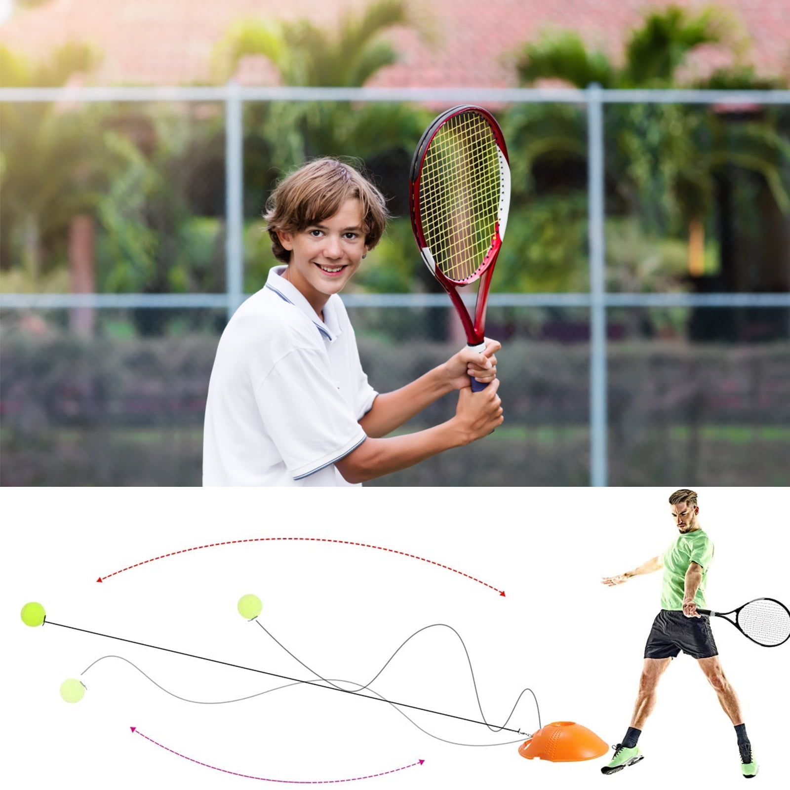 SKISUNO 1Set Tennis Training Base Orange Self Training Tool for Accurate Stroke Practice