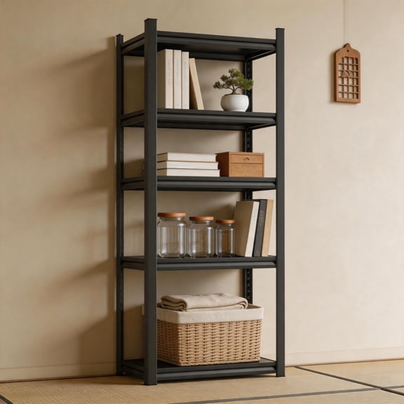 5-Tier Reinforced Book Shelf, Freestanding Heavy Duty Home Storage, Rust-Resistant Utility Bookshelf, Adjustable Height Bookcase, 2500lb, Thickened Panel, Sturdy Shelving for Whole House Daily Use
