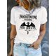 thumbnail image 1 of Camiseta informal con estampado de tótem de dragón para mujer, cuello redondo, manga corta y estampado geométrico, tejido de punto de algodón, elasticidad media, ajuste cómodo para todo el año, camise, 1 of 6