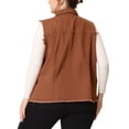 thumbnail image 3 of Agnes Orinda Women's Plus Size Jean Vest Raw-Hem Sleeveless Fashion Denim Jacket 1X Brown, 3 of 6