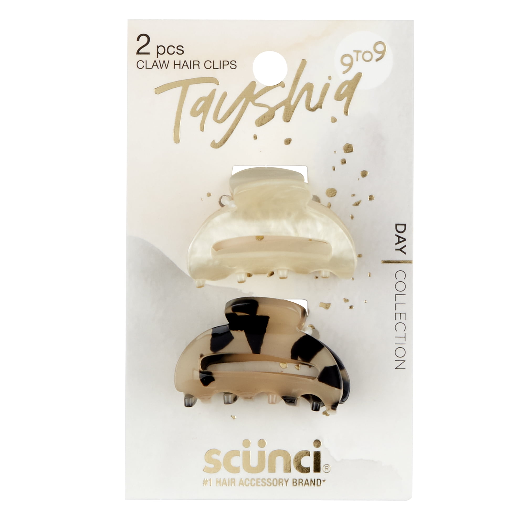 Tayshia by Scunci Classic Cutout Small Hair Clips, Assorted Colors, 2ct