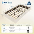 thumbnail image 2 of Twin Size Cloud Bed Frame, Low Bed Frame Without Headboard, Corduroy Upholstered Low Platform Bed with Solid Wood Legs, No Box Spring Required, Quiet and Easy Assembly, Beige, 2 of 8