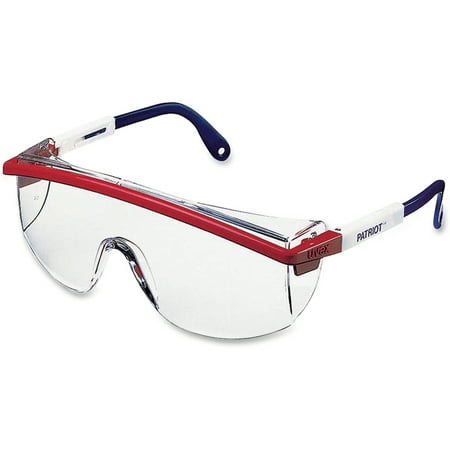 Uvex Safety Astrospec 3000 Safety Eyewear, Clear Lens, White Frame, Blue Frame, Red Frame, 1 Pair (Quantity)