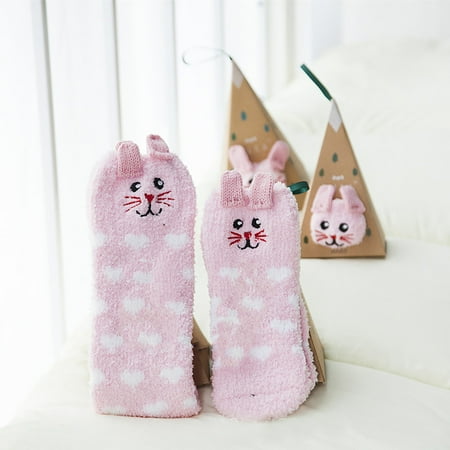 

TMOYZQ Winter Clearance 2022! Christmas Fuzzy Socks for Women Women Cartoon Christmas Socks Coral Velvet Embroidery Winter Female Sock