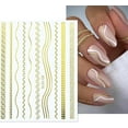 thumbnail image 3 of Papapt 12 Sheets Gold Nail Stickers Gold Line Nail Decals 3D Self Adhesive Metal Geometric Stripe Wave Nail Sticker Gold Nail Art Designs Nail Art Supplies for Women Manicure Decorations, 3 of 9