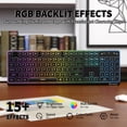 thumbnail image 4 of FREEWOLF M104 Wireless Gaming Keyboard Wired/Bluetooth Mechanical Feel Light up Membrane Computer Keyboard with Numeric Keypad RGB Full Size Mental Panel..., 4 of 12