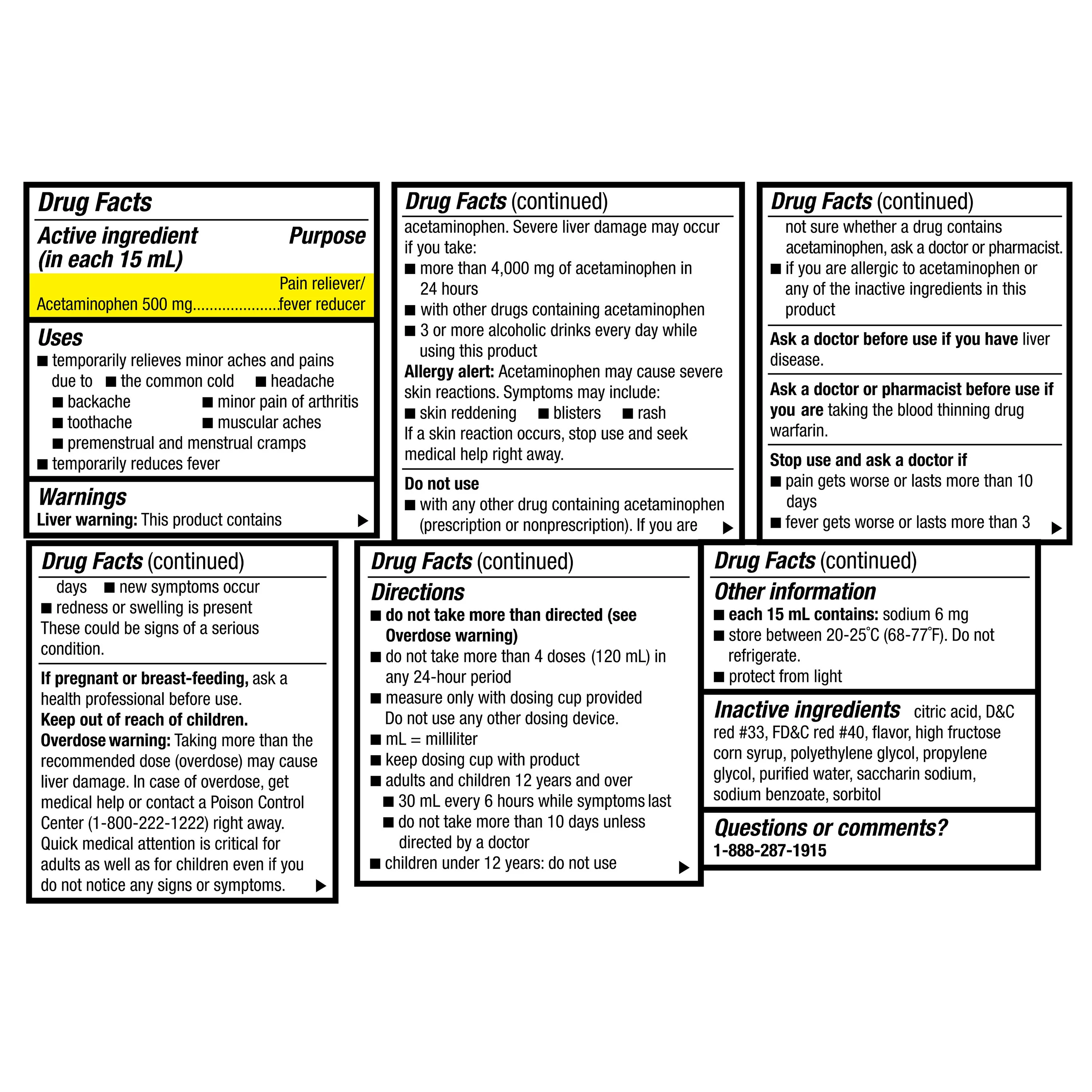 Equate Tylenol® Alcohol-Free Acetaminophen Fever Reducer Liquid for Cold, 500 mg with 8 fl oz