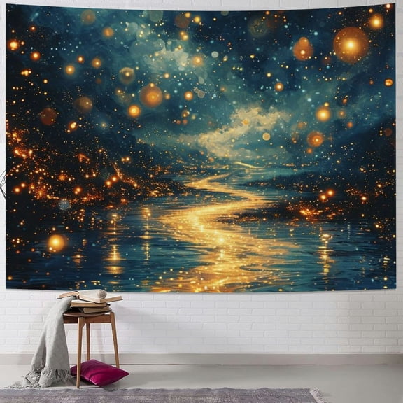 JRXY The Dazzling Stars and Dreamy Night Sky Tapestry Painting
