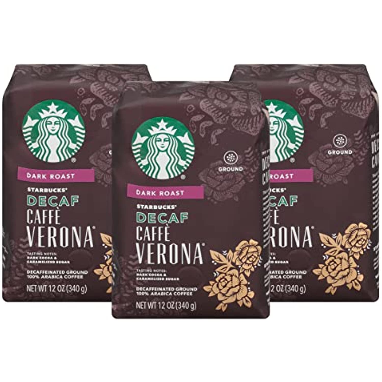 Starbucks Decaf Caffe Verona Ground Coffee, Dark Roast, Decaffeinated