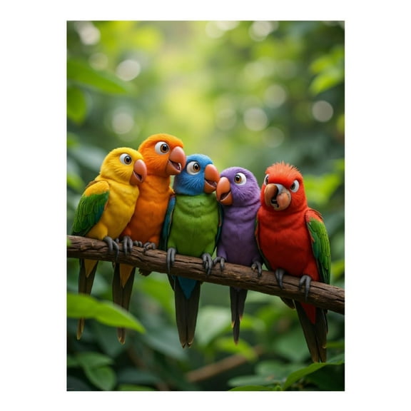 Diamond Art Kit for Adults, Colorful Birds Perched Together Diamond Painting for Adults Beginners, DIY Diamond Art Painting Kits, 5D Diamond Painting Crafts for Home Decor 12x16 Frameless