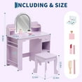 thumbnail image 4 of Yeshouse Tocador infantil con silla, tocador para niñas con estantes y cajón, escritorio infantil con estantería, 4 of 8