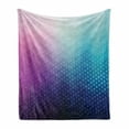 thumbnail image 1 of Abstract Soft Flannel Fleece Throw Blanket, Gradient Background with Little Geometric Fractal Triangle Graphic Style, Cozy Plush for Indoor and Outdoor Use, 50" x 70", Pink Blue, by Ambesonne, 1 of 6