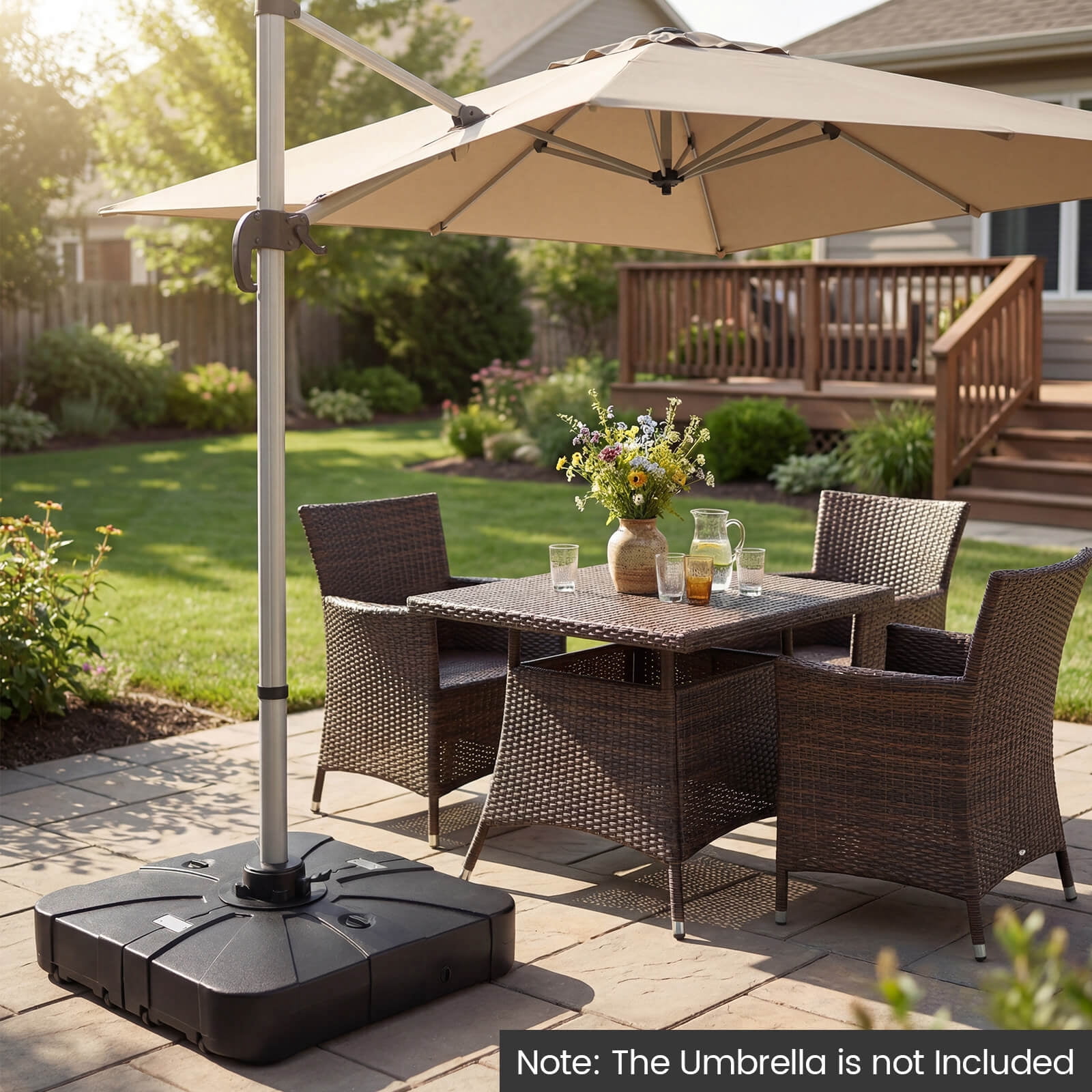 Costway 375 LBS Outdoor Cantilever Umbrella Base with Wheels for Garden Deck Poolside