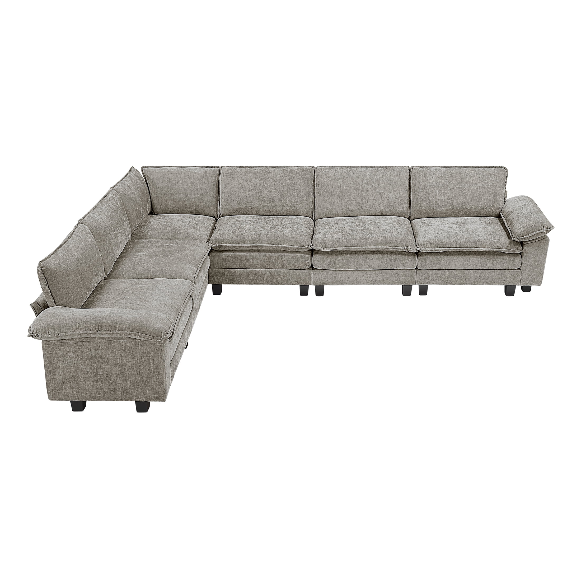 OakvillePark Corvan Chenille 6-Piece L-Shaped Modular Sectional, Dark Pewter