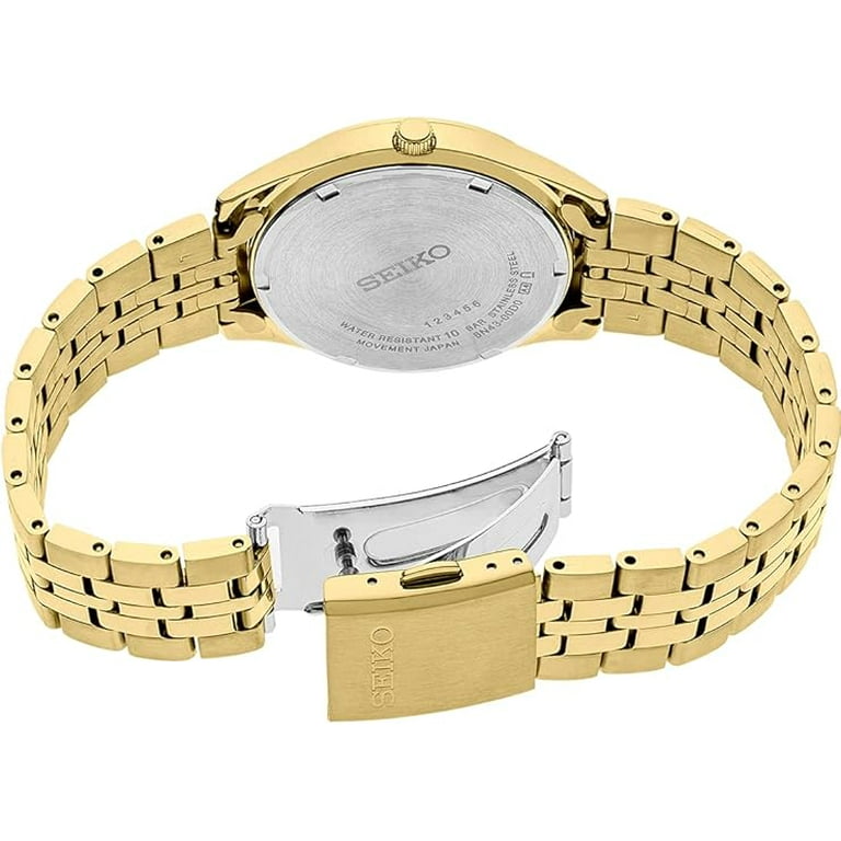 Seiko Essentials Quartz Men's Watch SUR434, Gold Dial, Steel, 100m