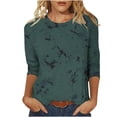 thumbnail image 2 of Neewe 3/4 Length Sleeve Women Tops Crew Neck Blouses Dressy Casual Round Neck T Shirts Loose Fit Business Work Clothes, 2 of 5