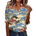 thumbnail image 7 of OIOLOYJM Polo Shirts for Women 2026 Floral Print 3/4 Sleeve V Neck Golf Shirts Summer Lapel Collared Gym Workout Loose Fit T Shirts Trendy Work Activewear Sky Blue S, 7 of 7