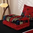 thumbnail image 5 of Erosebridal Polka Dot Spider City Zipper Twin Comforter Sets with Fitted Sheet and 2 Pillowcases for Boys Girl, Red Halloween Comic Town Zipper Bedding Set, Black Reversible, 4-Piece, 5 of 7