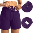 thumbnail image 7 of VEKDONE Women's Hiking Golf Shorts Summer High Waist Stretch Cargo Shorts Solid Color Button Zipper Multi Pockets Casual Shorts Purple S, 7 of 7